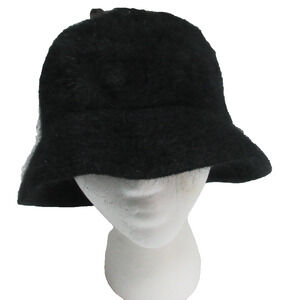 Vintage BETMAR New York Bucket Hat BLACK Angora Rabbit Hair Wool OS